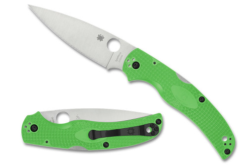 มีดพับ Spyderco Native Chief Lightweight Salt LC200N Satin Plain Blade, Green FRN Handles (C244PGR)