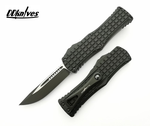 มีดออโต้ Microtech Hera Tactical OTF AUTO Knife Black Blade, Black Frag Aluminum Handles (703-1TFRS)