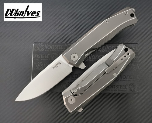 มีดพับ LionSteel Myto Flipper Knife M390 Satin Blade, Gray Titanium Handles (MT01 GY)