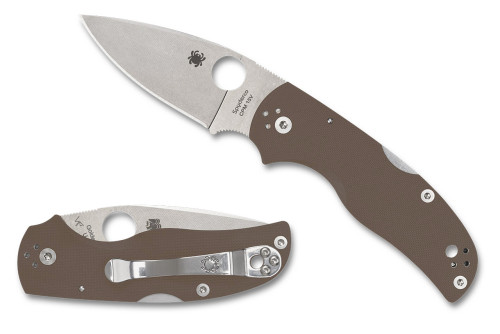 มีดพับ Spyderco Native 5 Sprint Run CPM-15V Stonewashed Plain Blade, Brown G10 Handles (C41GPBN15V5)