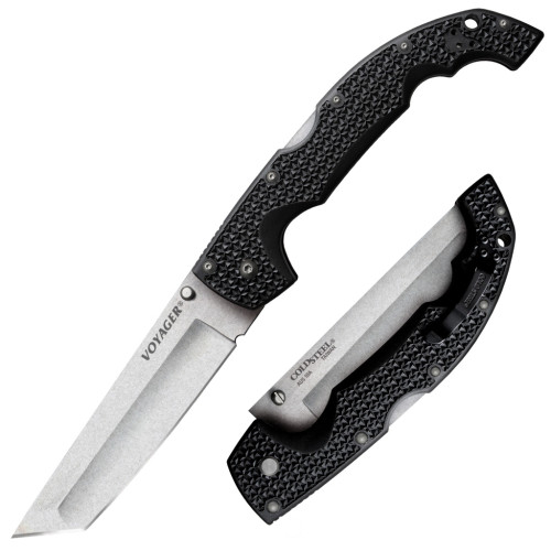 มีดพับ Cold Steel Voyager XL Tanto Folding Knife AUS-10A Plain Blade, Griv-Ex Handles (29AXT)