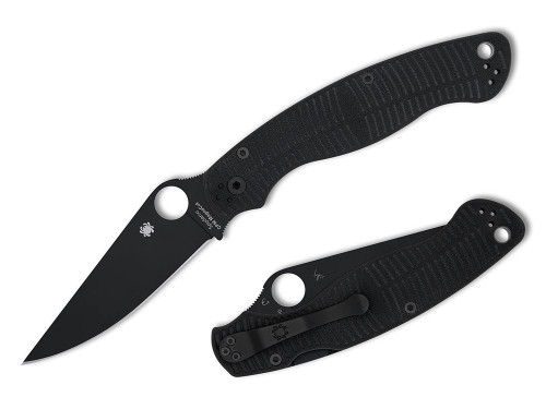 มีดพับ Spyderco Military 2 Salt CPM-MagnaCut Black DLC Plain Blade, Black G10 Handles (C36GMCBKP2)