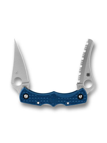มีดพับ Spyderco Dyad Jr. Lightweight Twin Bladed Lockback Knife  Blue FRN, Sprint Run (C39P&SCBL)