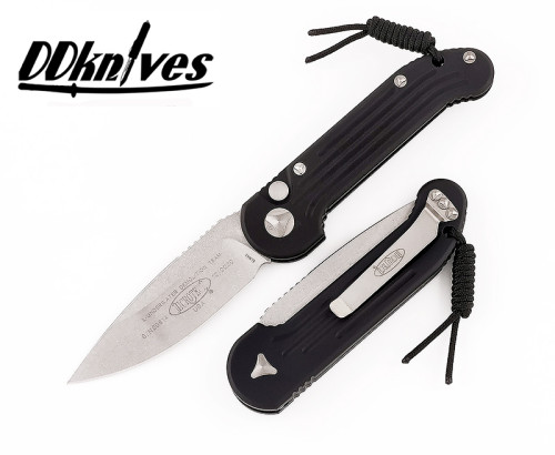มีดออโต้ Microtech LUDT AUTO Folding Knife Stonewash Blade, Black Handles (135-10)