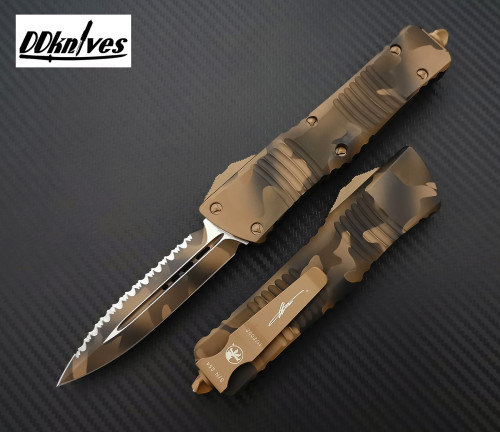 มีดออโต้ Microtech Combat Troodon D/E OTF Automatic Knife Coyote Camo Full Serrated (142-3CCS)