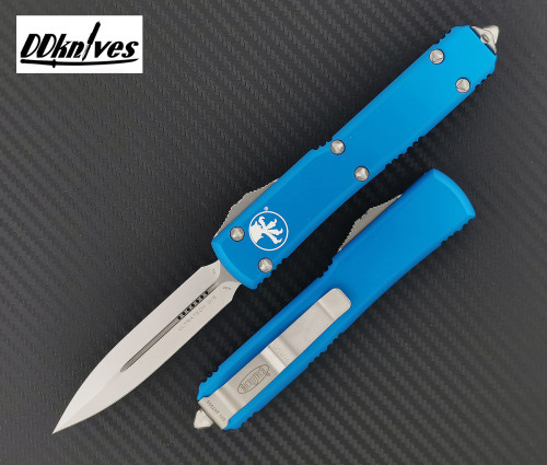 มีดออโต้ Microtech Ultratech D/E OTF Automatic Knife Stonewash Blade, Blue Handles (122-10BL)