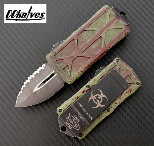 มีดออโต้ Microtech Exocet Outbreak D/E OTF Auto Knife Apocalyptic Full Serrated Blade (157-3OBS)