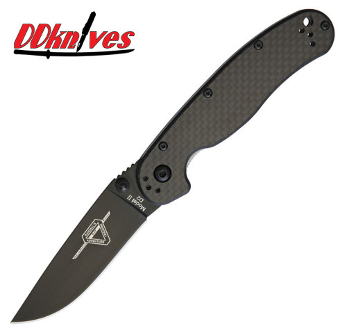 มีดพับ Ontario RAT Model 2 Folding Knife D2 Black Plain Blade, Carbon Fiber/G10 Handles (8834)