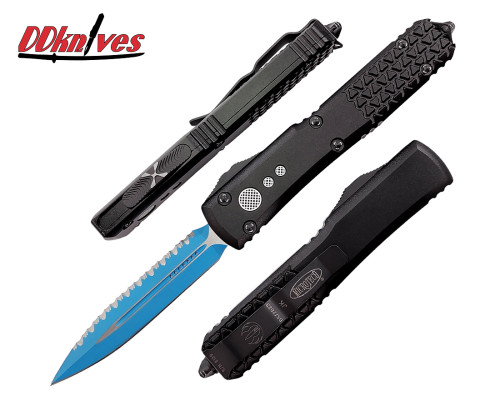 มีดออโต้ Microtech Ultratech Jedi Knight D/E OTF Automatic Knife Blue Blade, Black Handles (122-3JK)