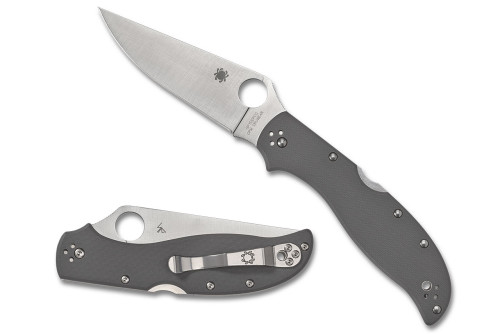 มีดพับ Spyderco Stretch 2XL Folding Knife CPM-CruWear Satin Plain Blade, Gray G10 (C258GPGYCW)