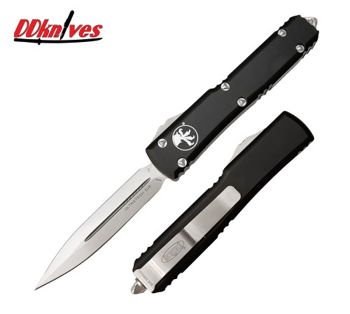 มีดออโต้ Microtech Ultratech D/E OTF Automatic Knife Stonewash Blade, Black Handles (122-10)