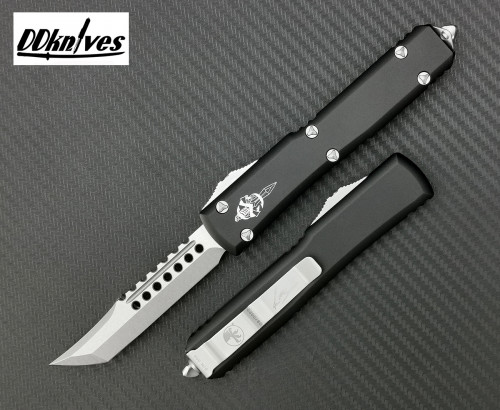 มีดออโต้ Microtech Ultratech Hellhound OTF Automatic Knife Stonewash Blade, Black Handles (119-10S)