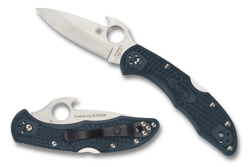 มีดพับ Spyderco Delica4 VG10 Satin Plain Blade with Wave, FRN Handles (C11PGYW)