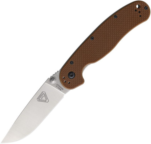 มีดพับ Ontario RAT Model 1.5 Folding Knife CPM-MagnaCut Satin Plain Blade, Brown G10 Handles (8883)