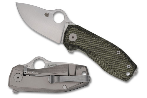 มีดพับ Spyderco SpyNano Flash Batch M398 Satin Blade, Green Canvas Micarta/Titanium (C268MTIP)