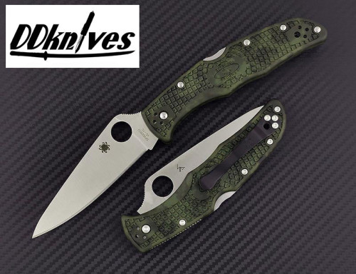 มีดพับ Spyderco Endura Flat Ground VG10 Satin Plain Blade, Zome Green FRN Handles (C10ZFPGR)