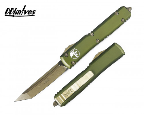 มีดออโต้ Microtech Ultratech T/E OTF Knife Bronze Apocalyptic Blade, OD Green Handles (123-13APOD)