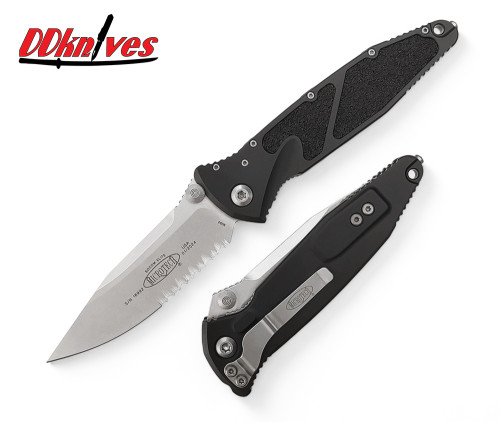 มีดพับ Microtech Socom Elite S/E Folding Knife Stonewash Partial Serrated, Black Handles (160-11)