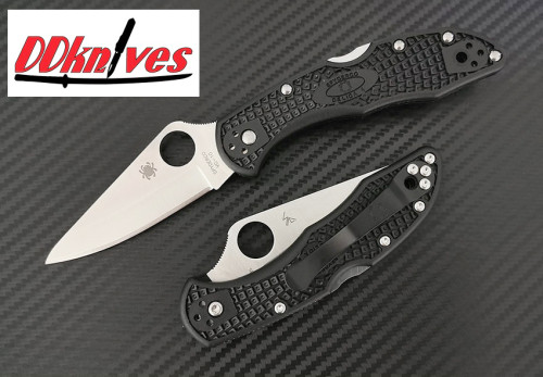 มีดพับ Spyderco Delica 4 Folding Knife VG-10 Satin Plain Blade, Black FRN Handles (C11PBK)