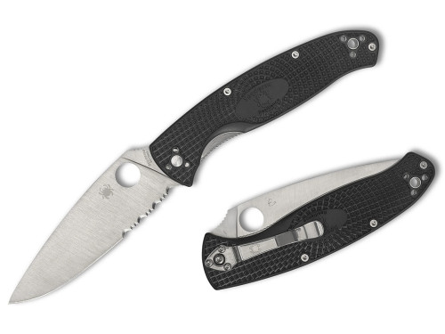 มีดพับ Spyderco Resilience Lightweight Satin Combo Blade, Black FRN Handles (C142PSBK)