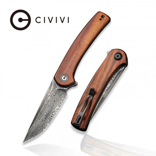 มีดพับ CIVIVI Mini Asticus Flipper Knife Damascus Blade, Cuibourtia Wood Handles (C19026B-DS2)
