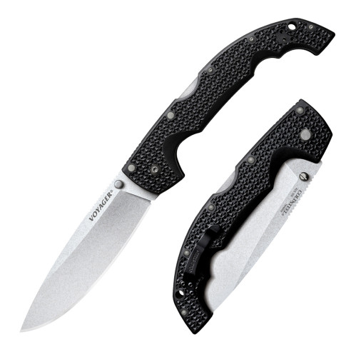 มีดพับ Cold Steel Voyager XL Drop Point Folding Knife AUS-10A Plain Blade, Griv-Ex Handles (29AXB)