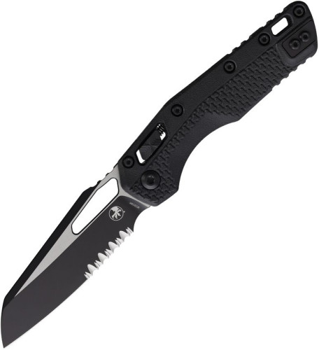 มีดพับ Microtech MSI RAM-LOK Folding Knife Black Combo Blade, Black Polymer Handles (210T-2TPM)