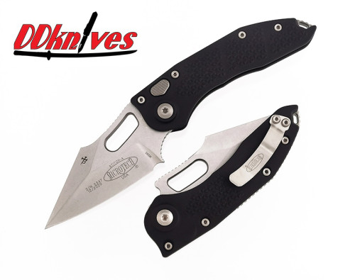 มีดออโต้ Microtech Stitch S/E Automatic Knife Stonewash Blade, Black Handle (169-10)