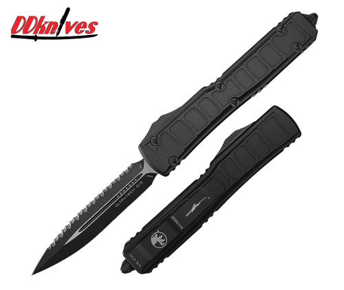 มีดออโต้ Microtech Ultratech II Stepside D/E OTF Auto Knife Full Serrated Black Tactical (122II-3TS)