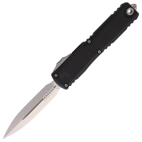 มีดออโต้ Microtech Ultratech D/E Gen IV Auto Knife Stonewash Blade, Black Aluminum Handle (11224-10)