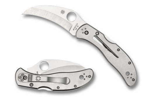 มีดพับ Spyderco Harpy Folding Knife VG10 Satin Hawkbill Plain Blade, Stainless Steel Handles (C08P)