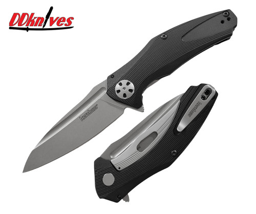 มีดพับ Kershaw Natrix KVT Flipper Knife Stonewashed Drop Point Blade, Black G10 Handles (7007BK)