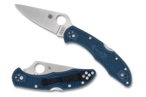 มีดพับ Spyderco Delica 4 Lightweight CPM-SPY27 Satin Plain Blade, Cobalt Blue FRN Handles (C11PCBL)