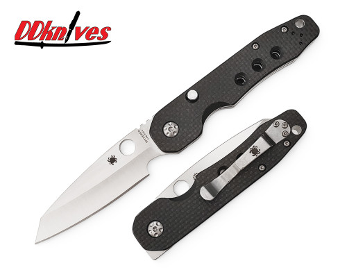 มีดพับ Spyderco Smock Folding Knife S30V Satin Plain Blade, Carbon Fiber/G10 Handles (C240CFP)