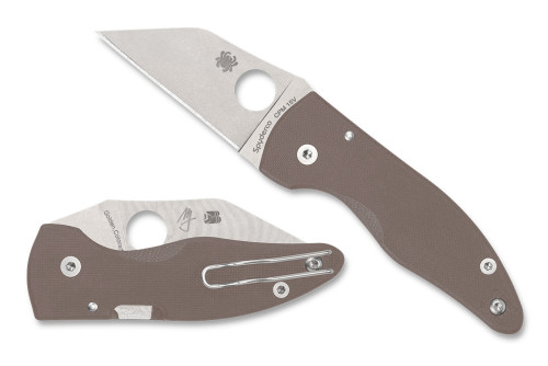 มีดพับ Spyderco MicroJimbo CPM-15V Stonewashed Blade, Brown G10 Handles, Sprint Run (C264GPBN15V)