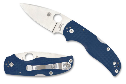 มีดพับ Spyderco Native 5 Lockback Knife CPM-SPY27 Satin Plain Blade, Cobalt Blue G10 (C41GPCBL5)