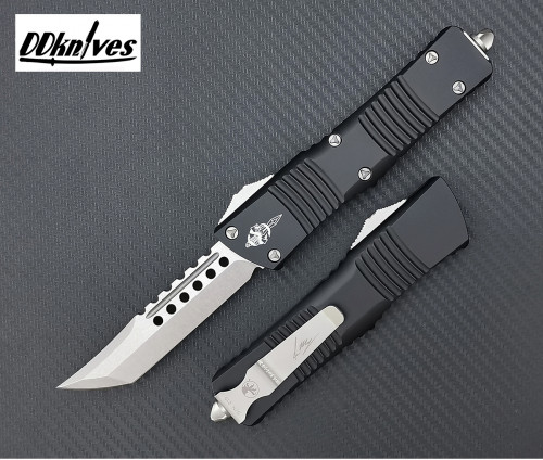 มีดออโต้ Microtech Combat Troodon Hellhound OTF Auto Knife Stonewash Blade, Black Handles (219-10S)