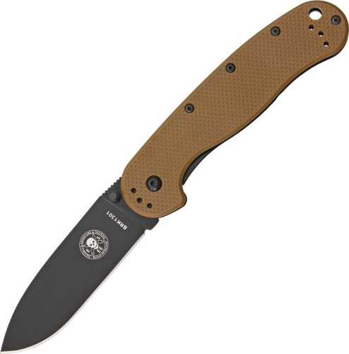 มีดพับ ESEE Avispa Folding Knife Black D2 Blade, Coyote FRN and Stainless Steel Handles (BRK1302CBB)