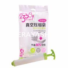 ถุงสูญญากาศ Compression Bag 4 ชิ้น/ชุด มาพร้อมกระบอกสูบอากาศ