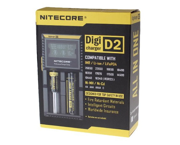 NITECORE Digicharger D2 เครื่องชาร์จแบตอัจฉริยะพร้อมจอ LCD ชาร์จแบตก้อนกลมได้ทุกรุ่น