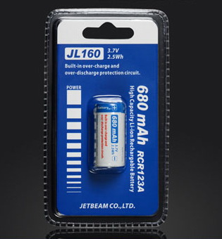 JETBeam JL160 RCR123/16340 680mAh 3.7V Lithium Battery