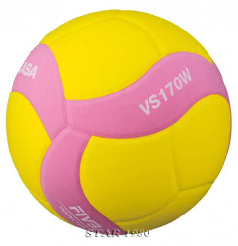 ลูกวอลเลย์บอล เด็ก มิกาซ่า volleyball mikasa รุ่น vs170w (b, g, p) เบอร์ 5 หนังอัด eva foam นุ่ม k+n 3
