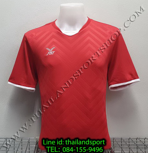 เสื้อกีฬา เอฟ บี ที fbt รุ่น 12-263 (สีแดง) ผ้าทอ อัดลาย