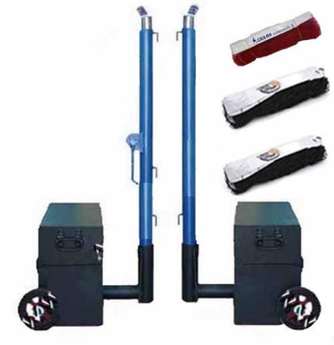 เสาวอลเลย์บอล, ตะกร้อ, แบดมินตัน รุ่น อเนกประสงค์ ฟันเฟืองปรับระดับ มีล้อ (b พร้อมตาข่าย) k+n 2