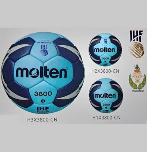 ลูกแฮนด์บอล มอลเทน handball molten รุ่น h3x3800-cn, h2x3800-cn (wl) เบอร์ 3, 2 หนังเย็บมือ pu k+n