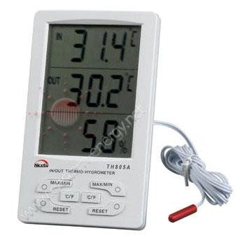 เครื่องวัดอุณหภูมิ 2จุด IN-OUT และความชื้น Hygro-Thermometer รุ่น TH-805A