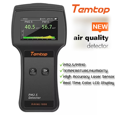 เครื่องวัดฝุ่น PM2.5/PM10/AQI/อุณหภูมิ/ความชื้น รุ่น Temtop Airing-1000 0