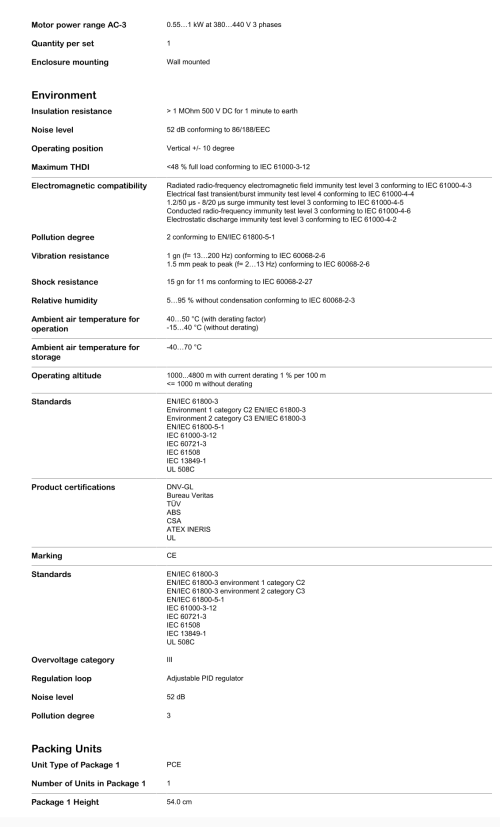 ATV650U07N4 Variable speed drive, Altivar Process ATV600, ATV650, 0