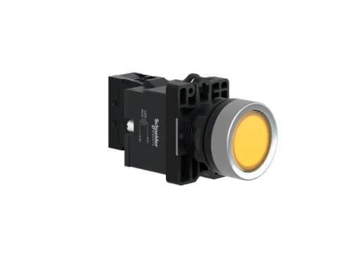 XA2EW35B1 Complete illuminated push button, Easy Harmony XA2, plastic, flush, amber, 22mm, spring re