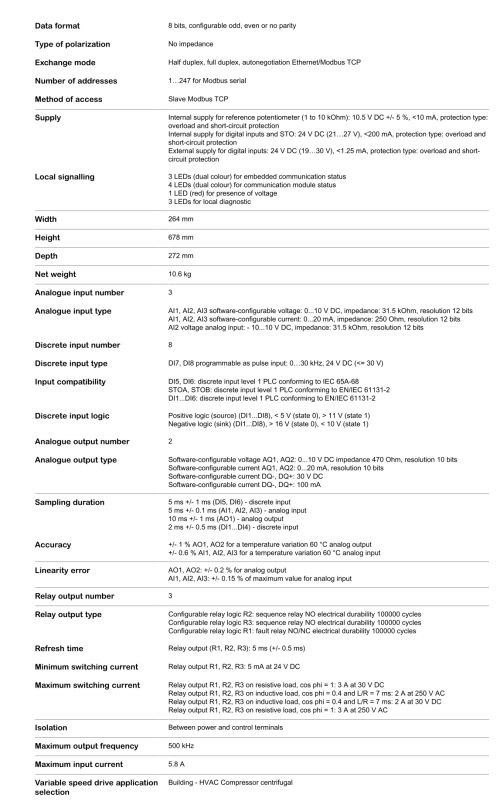 ATV650U30N4 Variable speed drive, Altivar Process ATV600, ATV650, 3 kW